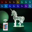 Lampa LED decorativa, Vivimall, 3D, Unicorn, cu USB si baterii, 20 cm inaltime, din material acril, lumina multicolora si telecomanda inclusa, alb - vivimall.ro