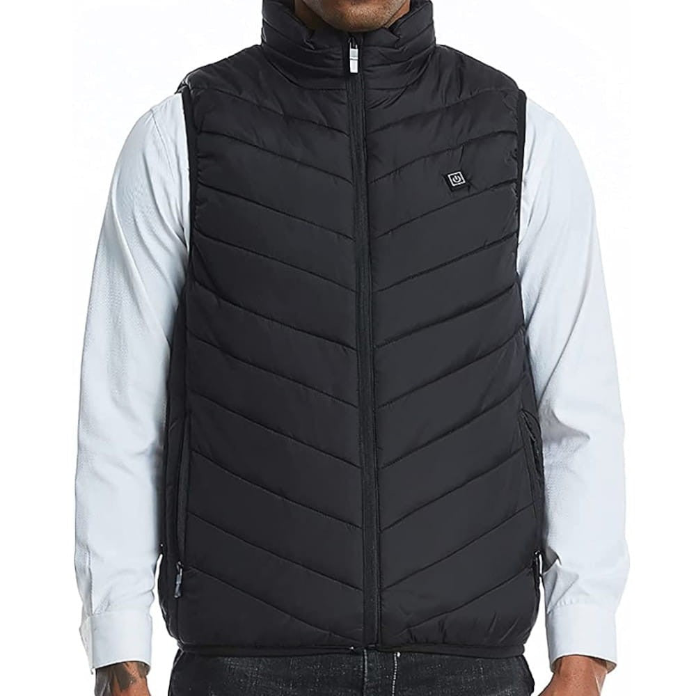 Vesta Inteligenta Incalzita, Flippy, Unisex, 2 Zone de Incalzire, Umplutura Bumbac, 3 Trepte de Temperatura, Incarcare USB, Negru, sub 45 kg, Marime S