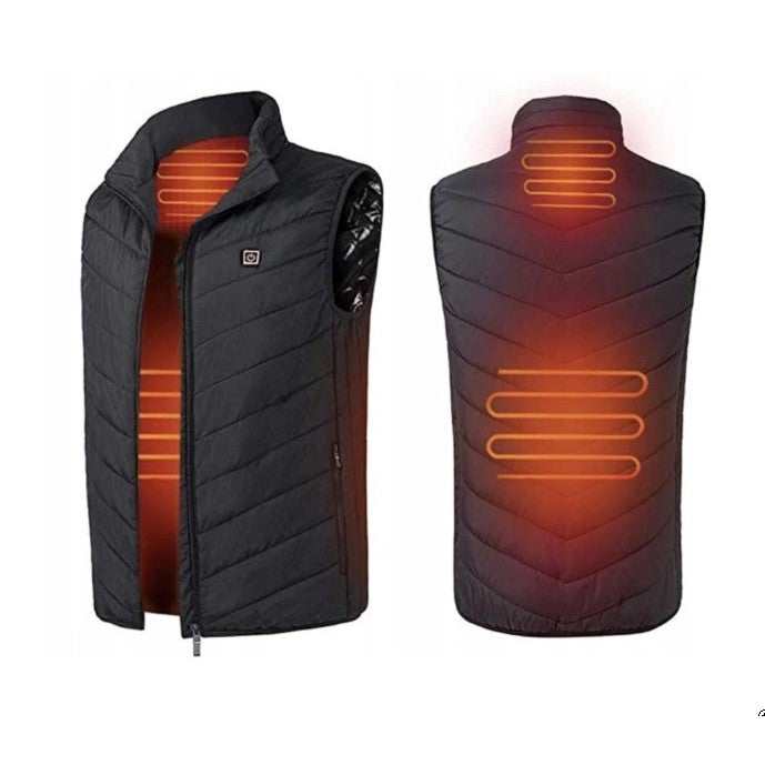 Vesta Inteligenta Incalzita, Flippy, Unisex, 2 Zone de Incalzire, Umplutura Bumbac, 3 Trepte de Temperatura, Incarcare USB, Negru, sub 45 kg, Marime S