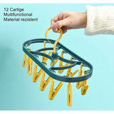 Uscator De Rufe Suspendat Cu 12 Carlige, Rotire 360 Grade, Protectie Vant, Mateiral Plastic, Usor De Depozitat, Multifunctional, 30 X 12.5 Cm, Albastru/Galben - vivimall.ro
