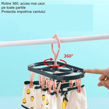 Uscator De Rufe Suspendat Cu 12 Carlige, Rotire 360 Grade, Protectie Vant, Mateiral Plastic, Usor De Depozitat, Multifunctional, 30 X 12.5 Cm, Albastru/Roz - vivimall.ro
