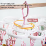 Uscator De Rufe Suspendat Cu 16 Carlige, Rotire 360 Grade, Mateiral Plastic, Usor De Depozitat, Multifunctional, 26 X 21 Cm - vivimall.ro