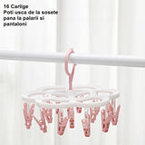 Uscator De Rufe Suspendat Cu 16 Carlige, Rotire 360 Grade, Mateiral Plastic, Usor De Depozitat, Multifunctional, 26 X 21 Cm - vivimall.ro