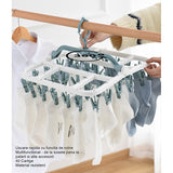 Uscator de Rufe Suspendat Vivimall, cu 40 Carlige, Rotire 360 Grade, Protectie Vant, Pliabil, Patrat, Mateiral Plastic, Usor de Depozitat, Multifunctional, 36 x 24 cm, Alb/Albastru - vivimall.ro