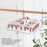 Uscator De Rufe Suspendat Cu 40 Carlige, Rotire 360 Grade, Protectie Vant, Pliabil, Patrat, Mateiral Plastic, Usor De Depozitat, Multifunctional, 36 X 24 Cm, Alb/Roz - vivimall.ro