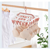 Uscator De Rufe Suspendat Cu 40 Carlige, Rotire 360 Grade, Protectie Vant, Pliabil, Patrat, Mateiral Plastic, Usor De Depozitat, Multifunctional, 36 X 24 Cm, Alb/Roz - vivimall.ro