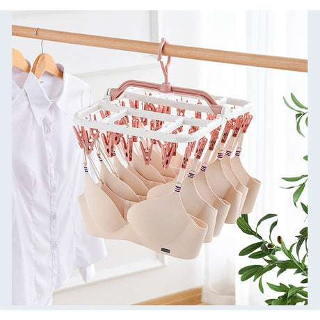 Uscator De Rufe Suspendat Cu 40 Carlige, Rotire 360 Grade, Protectie Vant, Pliabil, Patrat, Mateiral Plastic, Usor De Depozitat, Multifunctional, 36 X 24 Cm, Alb/Roz - vivimall.ro
