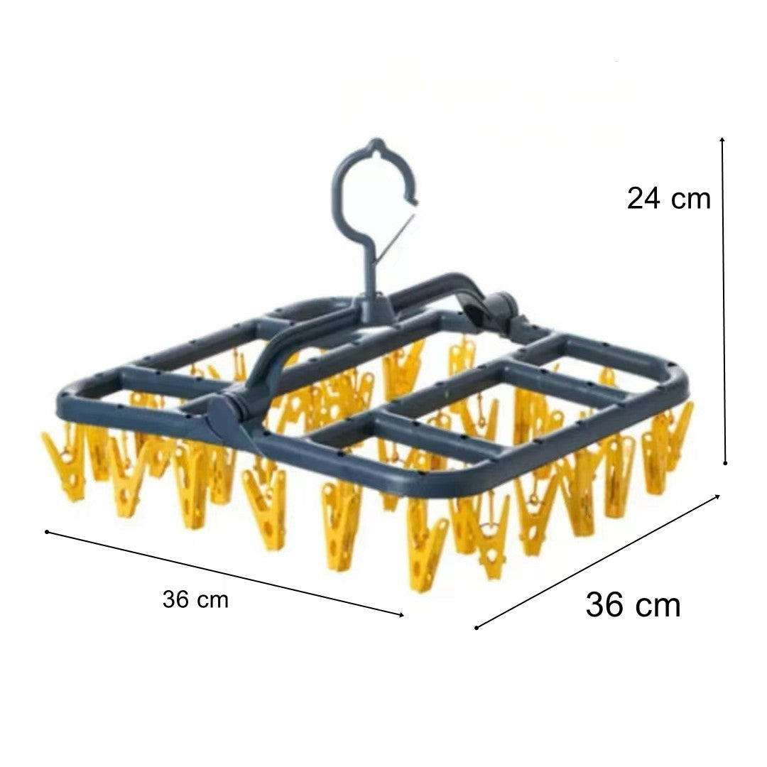 Uscator De Rufe Suspendat Cu 40 Carlige, Rotire 360 Grade, Protectie Vant, Pliabil, Patrat, Mateiral Plastic, Usor De Depozitat, Multifunctional, 36 X 24 Cm, Albastru/Galben - vivimall.ro