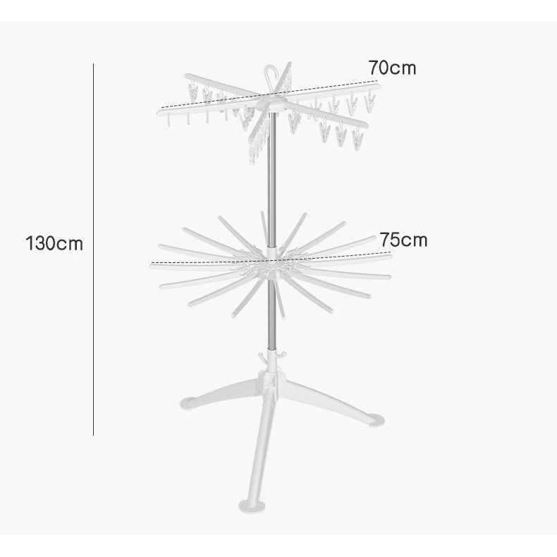Uscator de Rufe Vertical, Flippy, 2 Niveluri, Pliabil, din ABS+PP+Otel Inoxidabil, Rotire 360 Grade, 130 x 75 cm, Alb