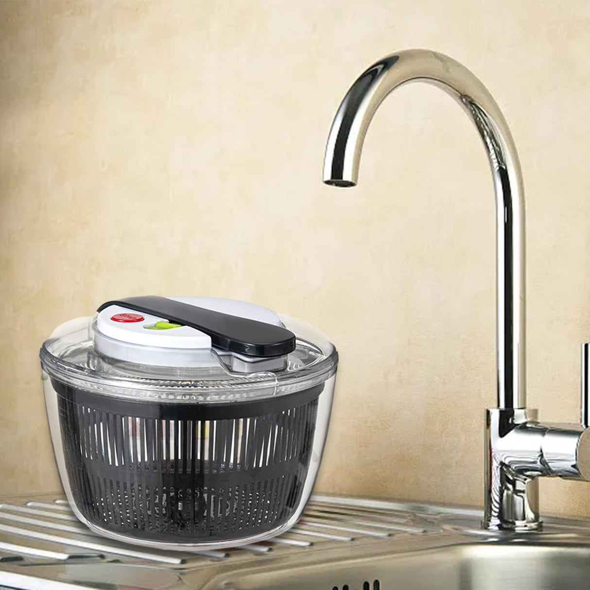 Uscator Manual Pentru Salata Si Verdeturi, Plastic, 16X15X21 Cm, Capacitate 3L - vivimall.ro