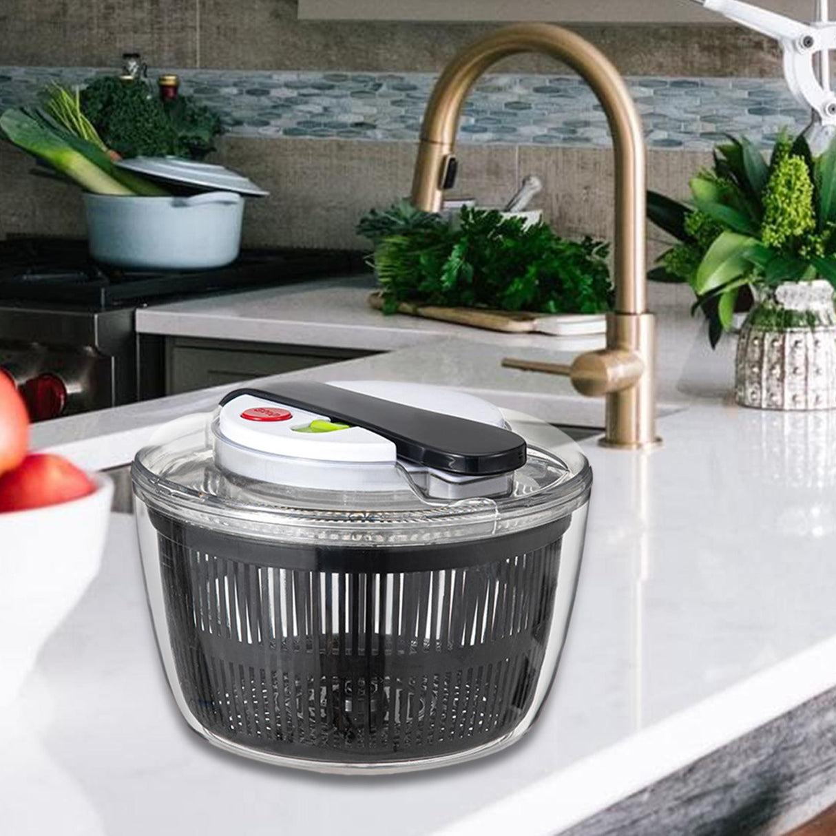 Uscator Manual Pentru Salata Si Verdeturi, Plastic, 16X15X21 Cm, Capacitate 3L - vivimall.ro