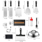 Ustensile Pentru Gratar, Set Din 17 Ustensile Pentru Gratar Cu Preparare De Tip Plita, Ustensile Din Otel Inoxidabil Cu Manere Din Plastic Pp, Cu Geanta, Negru - vivimall.ro