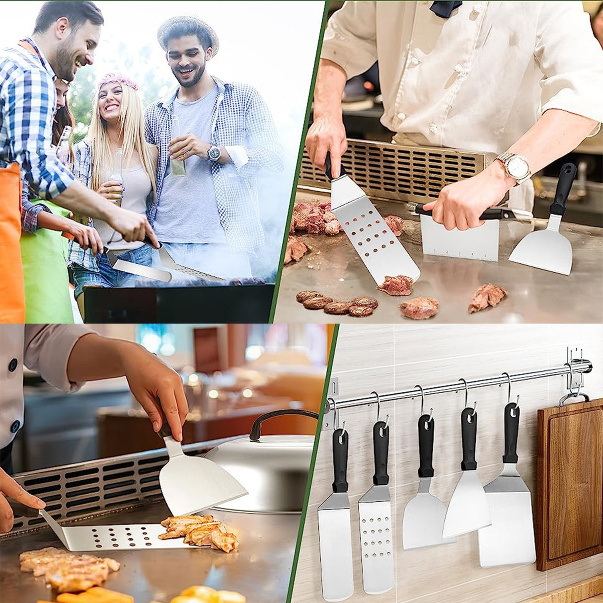 Ustensile pentru Gratar, Vivimall, Set din 17 Ustensile pentru Gratar cu Preparare de tip Plita, Ustensile din Otel Inoxidabil cu Manere din Plastic PP, cu Geanta, Negru