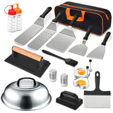 Ustensile Pentru Gratar, Set Din 17 Ustensile Pentru Gratar Cu Preparare De Tip Plita, Ustensile Din Otel Inoxidabil Cu Manere Din Plastic Pp, Cu Geanta, Negru - vivimall.ro