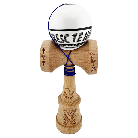 Kendama X TE IUBESC Originala, Profesionala, Vivimall, Super Sticky cu Cupe Mari KING SIZE V3, Gaura in Baza, Rulment Metalic, din lemn 18 cm, Ata 62/65 cm, Alb/Alb - vivimall.ro