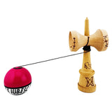 Kendama X TE IUBESC Originala, Profesionala, Vivimall, Super Sticky cu Cupe Mari KING SIZE V3, Gaura in Baza, Rulment Metalic, din lemn 18 cm, Ata 62/65 cm, Roz/Alb - vivimall.ro