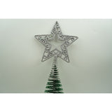 Varf decorativ de brad, Argintiu, in forma de Stea, decupata in centru, din Plastic/Metal, 14 cm x 19 cm, Interior/Exterior, Flippy - vivimall.ro