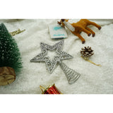 Varf decorativ de brad, Argintiu, in forma de Stea, decupata in centru, din Plastic/Metal, 14 cm x 19 cm, Interior/Exterior, Flippy - vivimall.ro