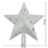 Varf decorativ de brad, Argintiu, in forma de Stea, design cu paiete, din Plastic, 18 cm x 20 cm, Interior/Exterior, Flippy - vivimall.ro