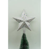 Varf decorativ de brad, Argintiu, in forma de Stea, design cu paiete, din Plastic, 18 cm x 20 cm, Interior/Exterior, Flippy - vivimall.ro