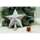 Varf decorativ de brad, Argintiu, in forma de Stea, design cu paiete, din Plastic, 18 cm x 20 cm, Interior/Exterior, Flippy - vivimall.ro
