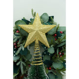 Varf decorativ de brad, Auriu, in forma de Stea, cu design in relief, din Plastic/Metal, 15.5 cm x 20.5 cm, Interior/Exterior, Flippy - vivimall.ro