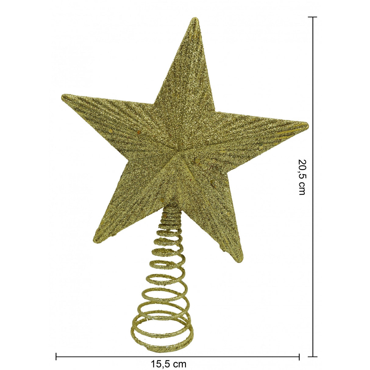 Varf decorativ de brad, Auriu, in forma de Stea, cu design in relief, din Plastic/Metal, 15.5 cm x 20.5 cm, Interior/Exterior, Flippy - vivimall.ro