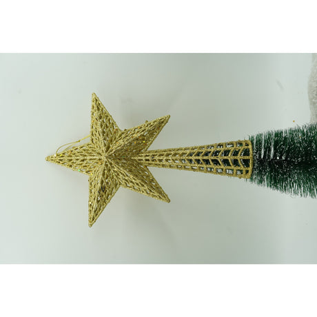 Varf decorativ de brad, Auriu, in forma de Stea, cu model decupat, din Plastic/Metal, 18 cm x 26 cm, Interior/Exterior, Flippy - vivimall.ro
