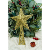 Varf decorativ de brad, Auriu, in forma de Stea, cu model decupat, din Plastic/Metal, 18 cm x 26 cm, Interior/Exterior, Flippy - vivimall.ro