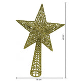 Varf decorativ de brad, Auriu, in forma de Stea, cu model decupat, din Plastic/Metal, 18 cm x 26 cm, Interior/Exterior, Flippy - vivimall.ro