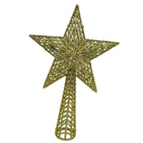 Varf decorativ de brad, Auriu, in forma de Stea, cu model decupat, din Plastic/Metal, 18 cm x 26 cm, Interior/Exterior, Flippy - vivimall.ro