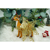 Varf decorativ de brad, Auriu, in forma de Stea, design cu paiete, din Plastic/Metal, 13 cm x 18 cm, diametru 4 cm, Interior/Exterior, Flippy - vivimall.ro