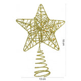 Varf decorativ de brad, Auriu, in forma de Stea, design cu paiete, din Plastic/Metal, 13 cm x 18 cm, diametru 4 cm, Interior/Exterior, Flippy - vivimall.ro