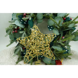 Varf decorativ de brad, Auriu, in forma de Stea, design cu paiete, din Plastic/Metal, 18 cm x 23 cm, Interior/Exterior, Flippy - vivimall.ro