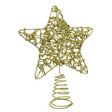 Varf decorativ de brad, Auriu, in forma de Stea, design cu paiete, din Plastic/Metal, 18 cm x 23 cm, Interior/Exterior, Flippy - vivimall.ro