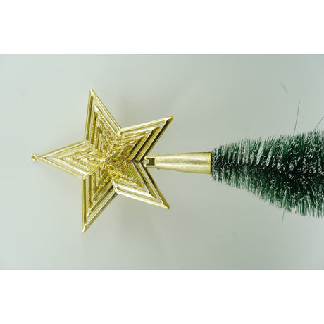 Varf decorativ de brad, Auriu, in forma de Stea, design de stele, din Plastic, 15 cm x 18 cm, Interior/Exterior, Flippy - vivimall.ro