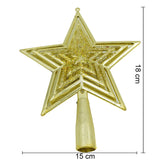 Varf decorativ de brad, Auriu, in forma de Stea, design de stele, din Plastic, 15 cm x 18 cm, Interior/Exterior, Flippy - vivimall.ro