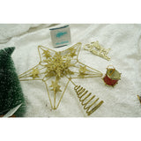 Varf decorativ de brad, Auriu, in forma de Stea, design de stele, din Plastic/Metal, 25 cm x 27 cm, Interior/Exterior, Flippy - vivimall.ro