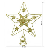 Varf decorativ de brad, Auriu, in forma de Stea, design de stele, din Plastic/Metal, 25 cm x 27 cm, Interior/Exterior, Flippy - vivimall.ro