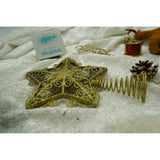 Varf decorativ de brad, Auriu, in forma de Stea, design forjat, din Plastic/Metal, 14.5 cm x 20 cm, Interior/Exterior, Flippy - vivimall.ro