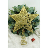 Varf decorativ de brad, Auriu, in forma de Stea, design spiralat, din Plastic/Metal, 29 cm x 38 cm, Interior/Exterior, Flippy - vivimall.ro