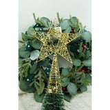 Varf decorativ de brad, Auriu, in forma de Stea, infasurata, din Plastic/Metal, 20 cm x 28 cm, Interior/Exterior, Flippy - vivimall.ro