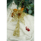 Varf decorativ de brad, Auriu, in forma de Stea, infasurata, din Plastic/Metal, 20 cm x 28 cm, Interior/Exterior, Flippy - vivimall.ro
