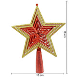 Varf decorativ de brad, Auriu/ Rosu, in forma de Stea, design de stele, din Plastic, 15 cm x 18 cm, Interior/Exterior, Flippy - vivimall.ro