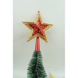 Varf decorativ de brad, Auriu/ Rosu, in forma de Stea, design de stele, din Plastic, 15 cm x 18 cm, Interior/Exterior, Flippy - vivimall.ro