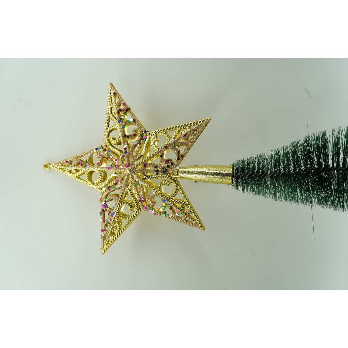 Varf decorativ de brad, Auriu/ Roz, in forma de Stea, design spiralat, din Plastic, 19 cm x 21 cm, Interior/Exterior, Flippy - vivimall.ro