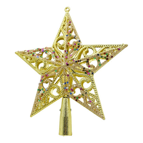 Varf decorativ de brad, Auriu/ Roz, in forma de Stea, design spiralat, din Plastic, 19 cm x 21 cm, Interior/Exterior, Flippy - vivimall.ro