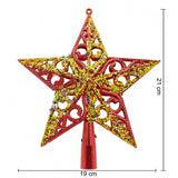 Varf decorativ de brad, Rosu/ Auriu, in forma de Stea, design spiralat, din Plastic, 19 cm x 21 cm, Interior/Exterior, Flippy - vivimall.ro