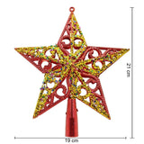 Varf decorativ de brad, Rosu/ Auriu, in forma de Stea, design spiralat, din Plastic, 19 cm x 21 cm, Interior/Exterior, Flippy - vivimall.ro