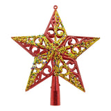 Varf decorativ de brad, Rosu/ Auriu, in forma de Stea, design spiralat, din Plastic, 19 cm x 21 cm, Interior/Exterior, Flippy - vivimall.ro